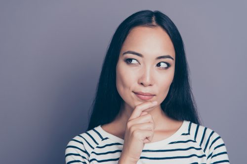 Woman considering options to make a decision